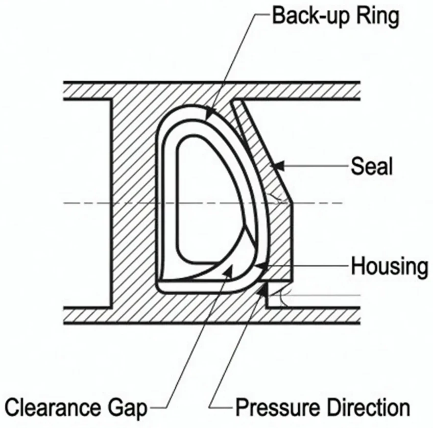 Back-up ring installed next to an O-Ring to block extrusion