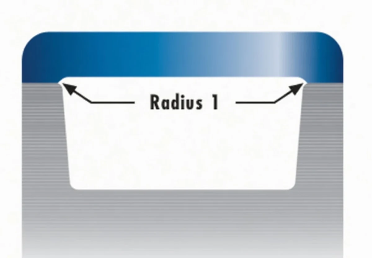 O-Ring groove showing mouth radius and bottom radius
